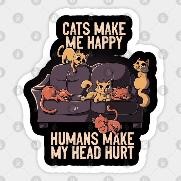 Cats Make Me Happy Funny Cute Gift Sticker by eduely